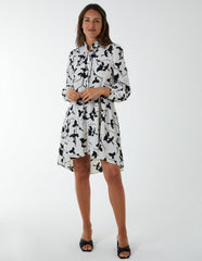 Mandarin Collar High Low Mini Dress