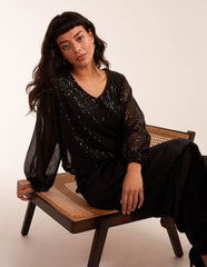 Sequin Batwing Blouse
