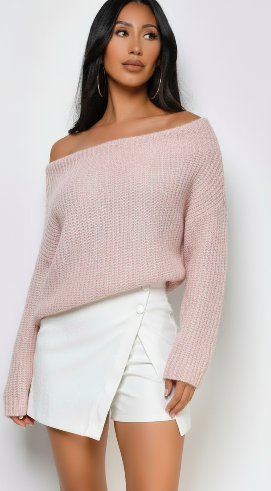 Karlina Wrap PU Leather Skort - Ivory