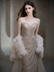 Sexy Evening Dresses Women Mermaid Spaghetti Straps Champagne Long Prom Gown Party Wear Fashion Dresses N1813