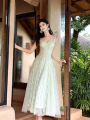 Beautiful A Line Spaghetti Strap Sage Green Lace Long For Women Girls Teens Prom Dresses N2200