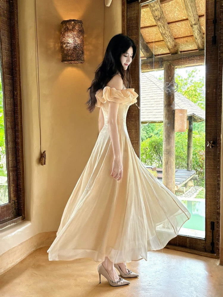 Classy A Line Spaghetti Strap Pink Off The Shoulder Long For Women Girls Teens Prom Dresses N2220