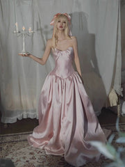 Princess Prom Dresses A Line Sweetheart Drop Waist Satin Long Formal Evening Dress N3948
