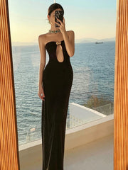 Pretty Prom Dresses Mermaid Strapless Black Tie Gown Formal Semi Long Formal Evening Dress N3986