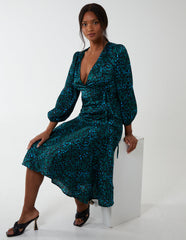 Wrap Front Midi Dress