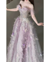 Sweet Ball Gown Off The Shoulder Tulle Pink Prom Dresses Inspiration Long Party Night Gowns 20th Birthday Outfits AB2238