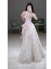 Princess Ball Gown Off The Shoulder Tulle Pink Prom Dresses Inspiration Long Party Night Gowns 20th Birthday Outfits AB2236
