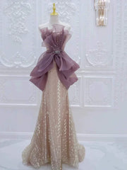 Modest Mermaid Champagne Strapless With Pleated Prom Dresses Inspiration Long Party Night Evening Dress 19th Birthday Outfits AB2269