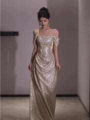 Princess Mermaid Off The Shoulder Sequins Prom Dresses Inspiration Long Party Night Gowns 20th Birthday Outfits AB2250