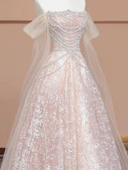 Unique Ball Gown Off The Shoulder Pink With Short Sleeves Prom Dresses Inspiration Party Night Gowns 20th Birthday Outfits AB2256