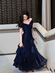 Elegant Mermaid Off The Shoulder Navy Blue Long Prom Dresses 16th Nigh Party Birthday Outfits AB2456