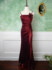 Vintage 1950s Mermaid Spaghetti Straps Burgundy Prom Dresses Inspiration Long Party Retro Evening Dress 18th Birthday Outfits AB2357