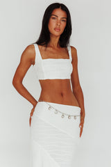 Bindi Puckered Crop Top White