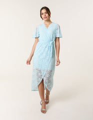 Lace Wrap Over Midi Dress