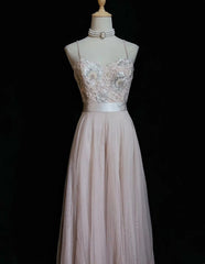Elegant A Line Spaghetti Strap Blush Pink With Sequined Lace Formal Dress Sequin Birthday Prom Dresses N2834