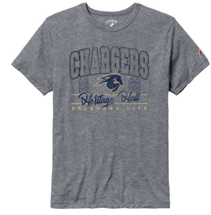 Adult T-Shirt, League, grey, Chargers 1969 horse logo HHall OklaCity