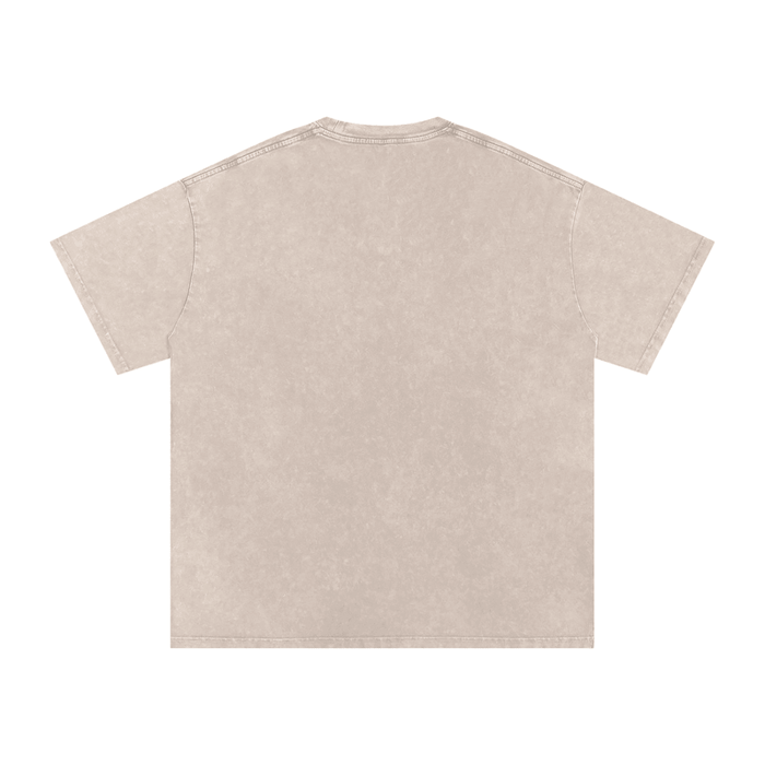 Beige vintage wash t-shirt, back view, streetwear style for casual urban wear
