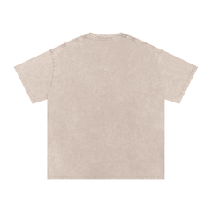 Beige vintage wash t-shirt, back view, streetwear style for casual urban wear