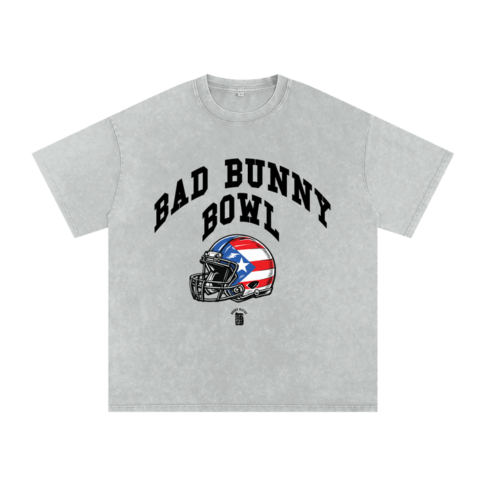 Bad Bunny Bowl (Black) Snow Washed Oversized Cotton T-Shirt