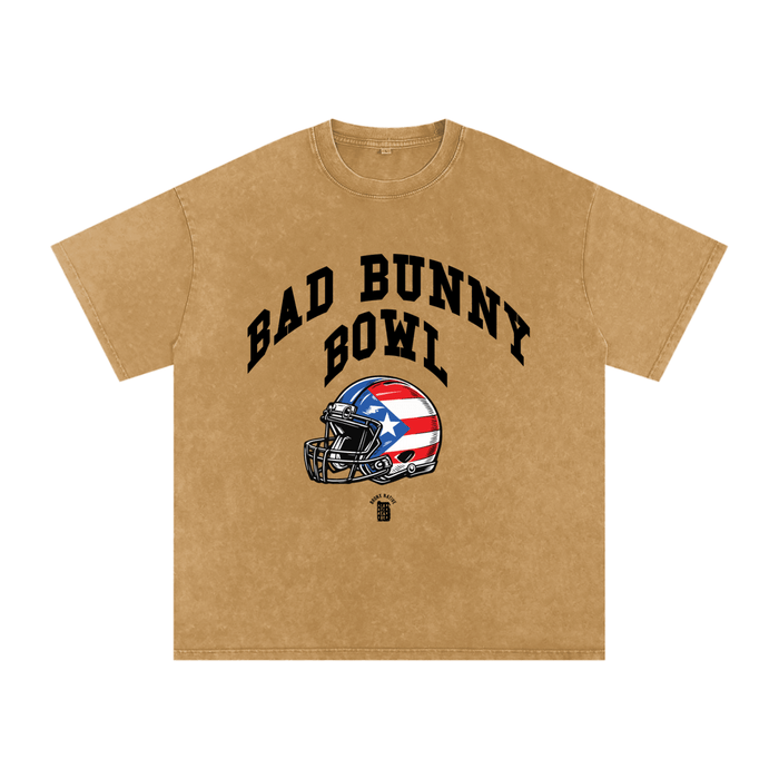 Bad Bunny Bowl (Black) Snow Washed Oversized Cotton T-Shirt