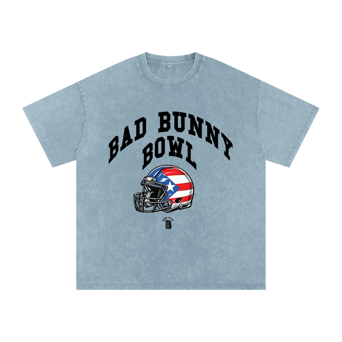 Bad Bunny Bowl (Black) Snow Washed Oversized Cotton T-Shirt