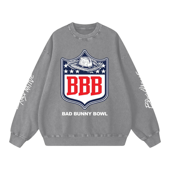 Bad Bunny Bowl Snow Washed Oversized Sweatshirt