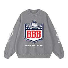 Bad Bunny Bowl Snow Washed Oversized Sweatshirt