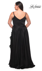 La Femme Long Plus-Size Prom Dress with Ruffle
