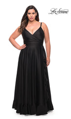 La Femme Long Plus-Size Prom Dress with Ruffle