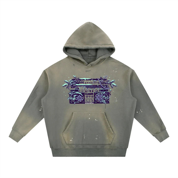 Boomin' Vintage Washed Frayed Fleece Hoodie