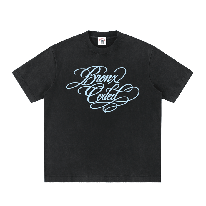 Bronx Coded Heavyweight Vintage Washed Frayed T-Shirt by Bronx Native for New York summer