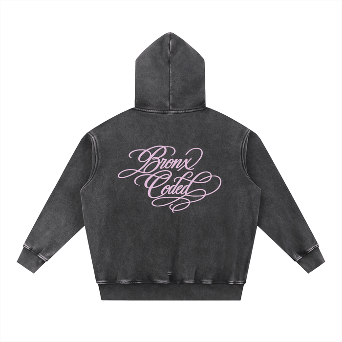 Bronx Coded Snow Wash Fleece Oversize Hoodie by Bronx Native for New York summer