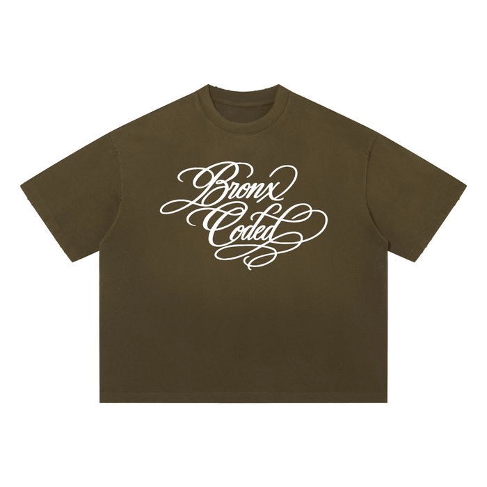 Bronx Coded Unisex Sun Fade Distressed Boxy T-Shirt by Bronx Native for New York summer