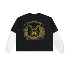 Bronx Dominican Layered Contrast Sleeve Cotton T-Shirt by Bronx Native