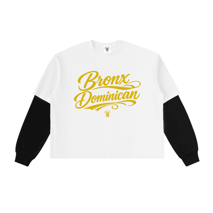 Bronx Dominican Layered Contrast Sleeve Cotton T-Shirt by Bronx Native