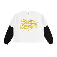 Bronx Dominican Layered Contrast Sleeve Cotton T-Shirt by Bronx Native