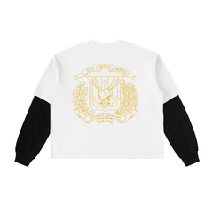 Bronx Dominican Layered Contrast Sleeve Cotton T-Shirt by Bronx Native