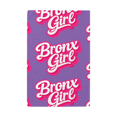 Bronx Girl Waffle Weave Kitchen Towel — Bold Purple Retro Script by Bronx Native