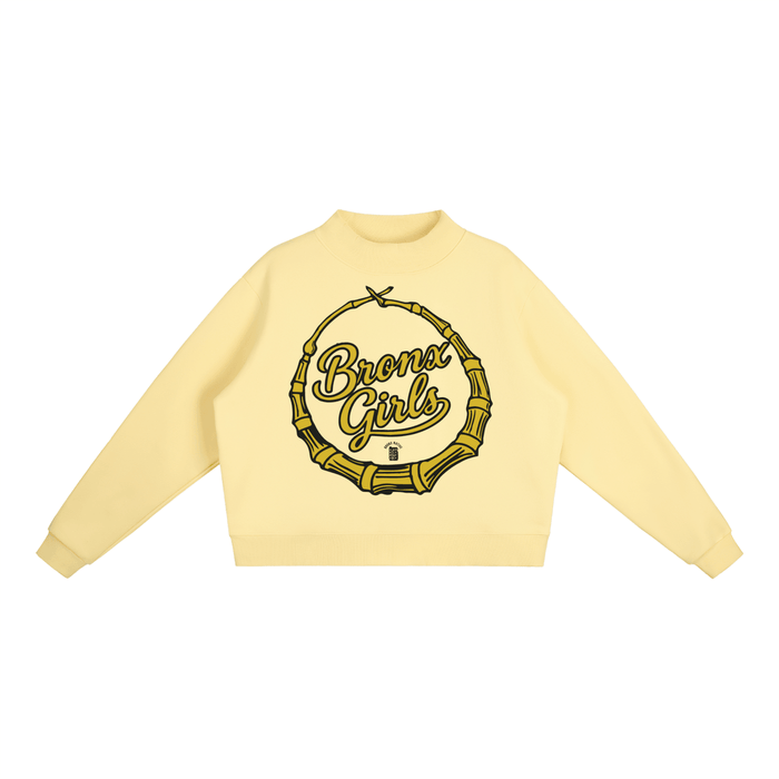 Bronx Girls Bamboo Earring Mock-Neck Crew Sweatshirt by Bronx Native