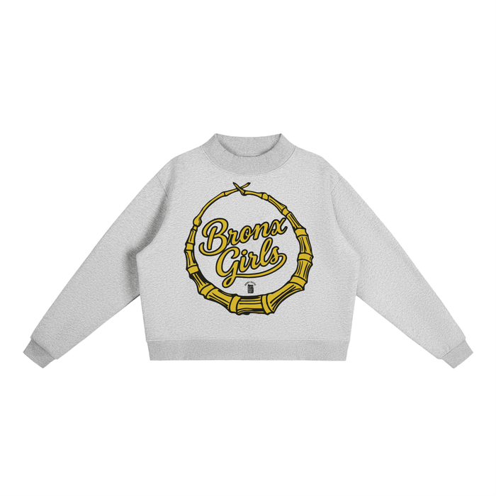 Bronx Girls Bamboo Earring Mock-Neck Crew Sweatshirt by Bronx Native