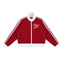 Bronx Girls Do It Better Contrast Side Stripe Fleece Cropped Track Jacket by Bronx Native