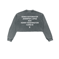 Bronx Girls Do It Better Snow Washed Raw Edge Cropped Sweatshirt by Bronx Native