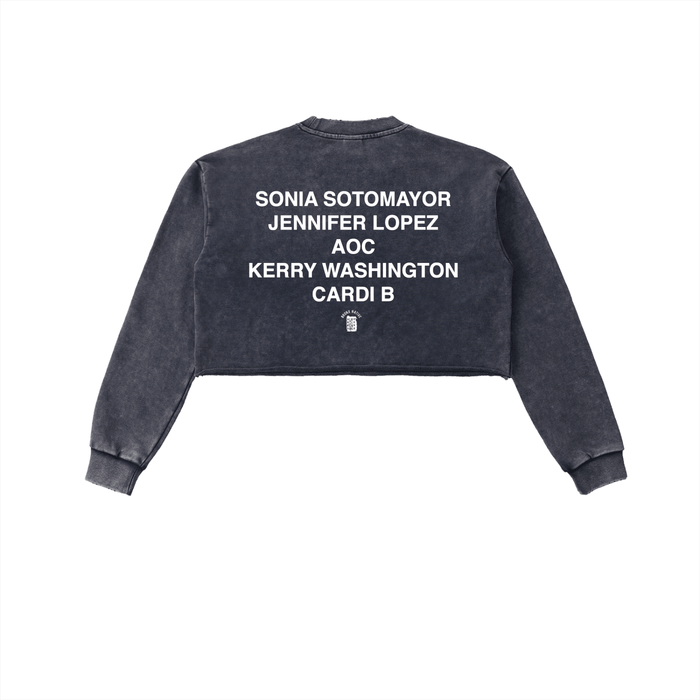 Bronx Girls Do It Better Snow Washed Raw Edge Cropped Sweatshirt by Bronx Native