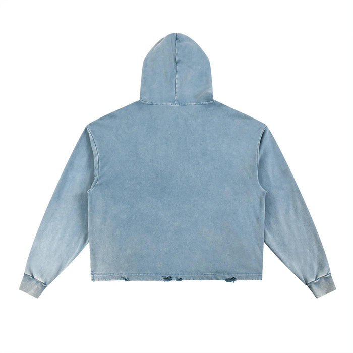 Bronx LOVE 🩷 Vintage Washed Frayed-Hem Hoodie