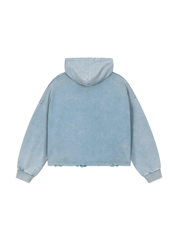 Bronx LOVE 🩷 Vintage Washed Frayed-Hem Hoodie