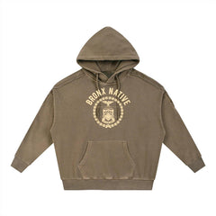Bronx Native 718 Snow Washed Tape Raw Edge Hoodie