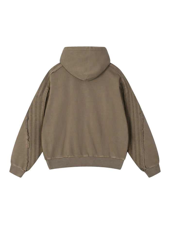 Bronx Native 718 Snow Washed Tape Raw Edge Hoodie