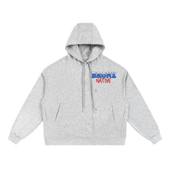 Bronx Native ❄️ Boxy Button Placket Hoodie