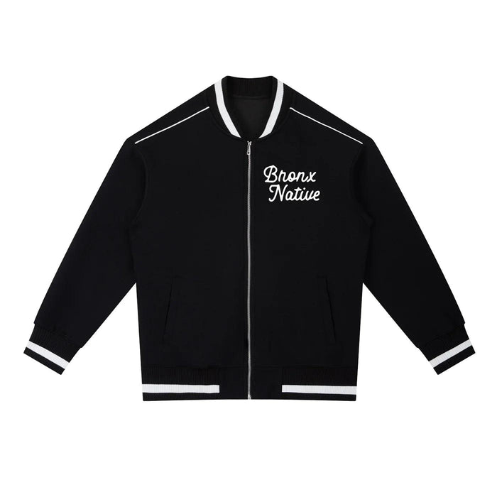 Bronx Native Classy Contrast Piping Zip Bomber Jacket by Bronx Native
