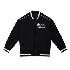Bronx Native Classy Contrast Piping Zip Bomber Jacket by Bronx Native